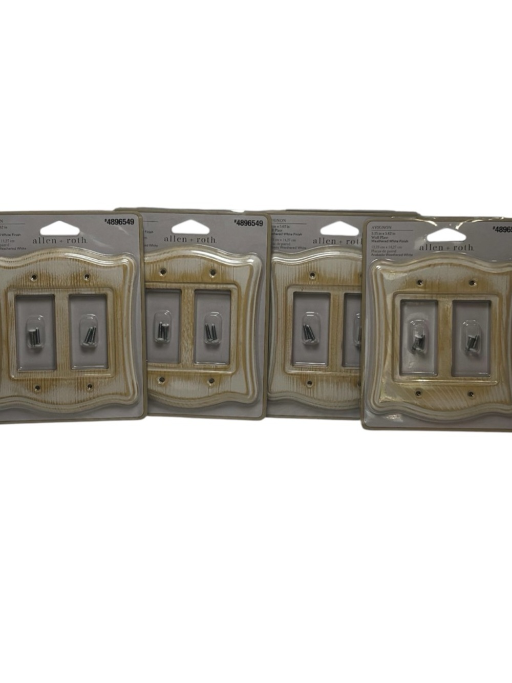 Allen + Roth Avignon 2-Gang  Rocker Wall Plates Weathered White Wood Finish Lot